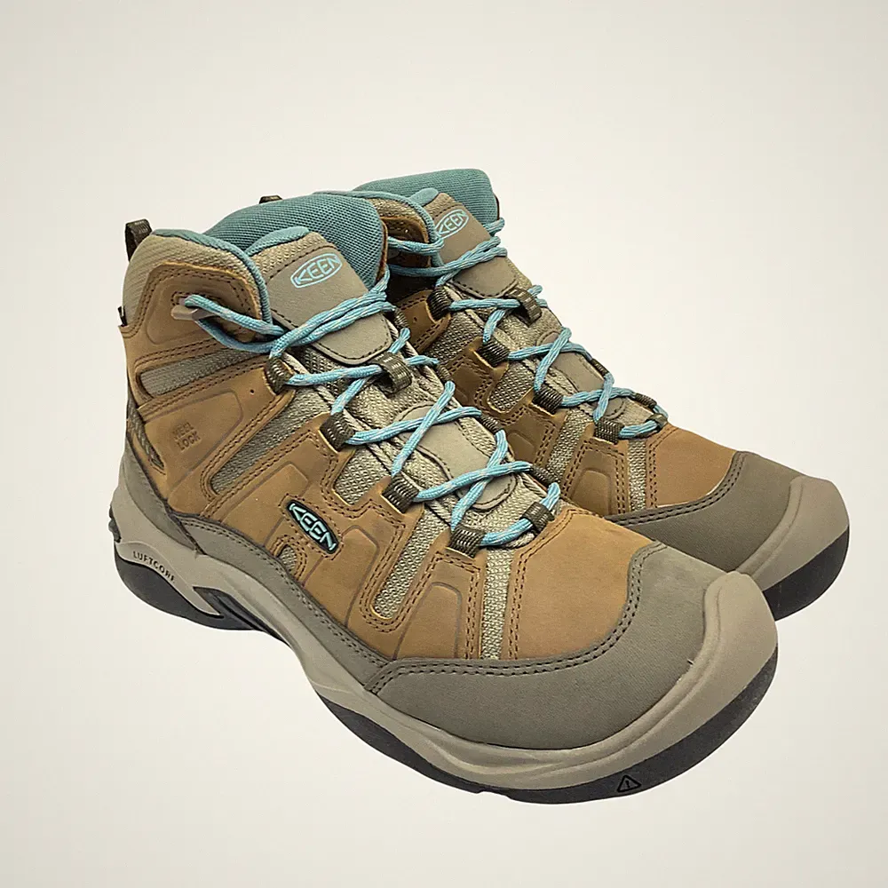 KEEN Women's Mid-Cut Circadia WP Casual Hiking Boots Brown/Turquoise Size 7M